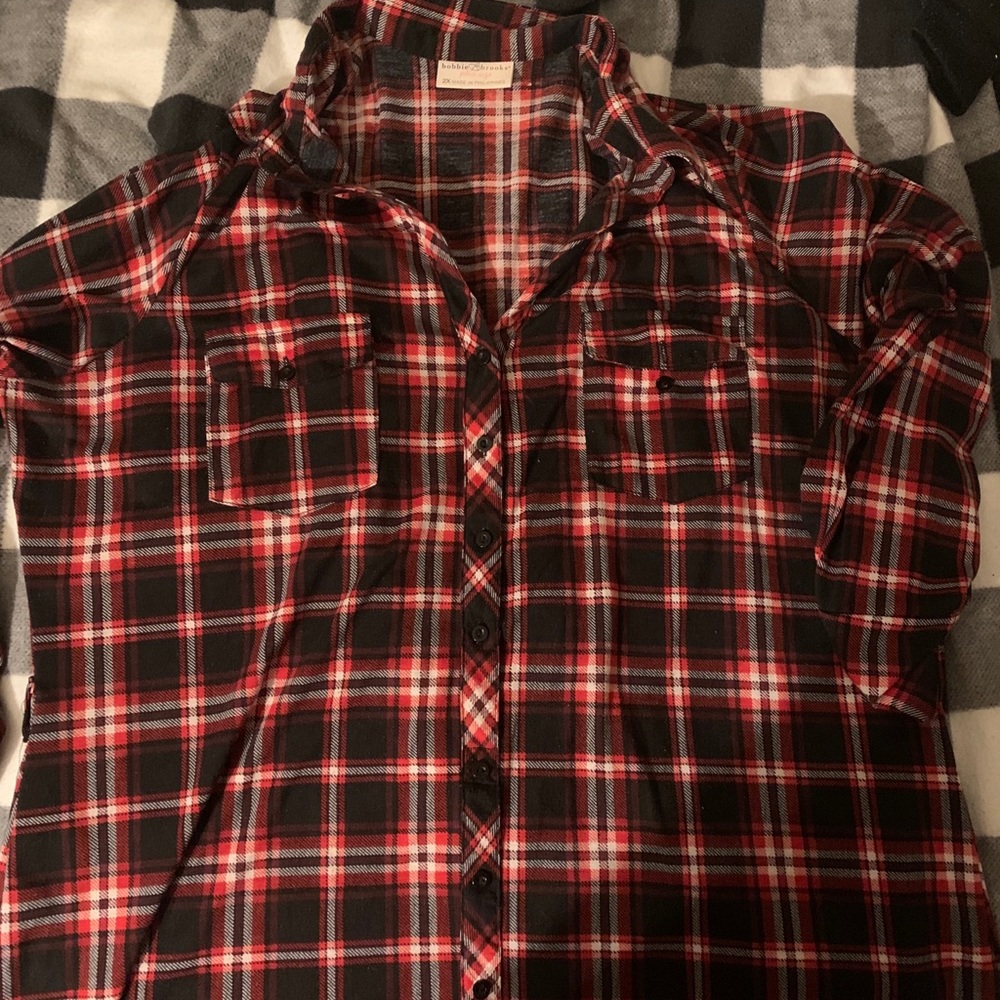 Red flannel print dress